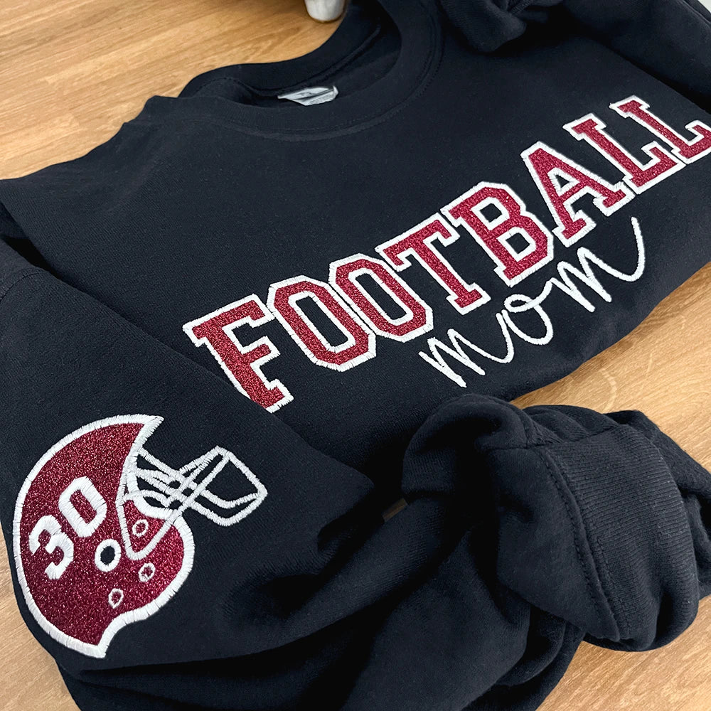 Personalized Glitter Embroidered Volleyball Mom Sweatshirt