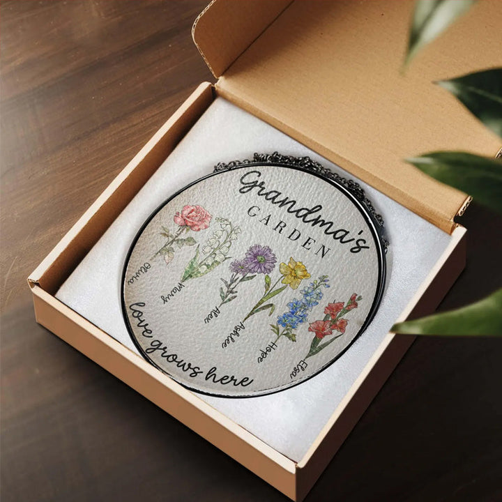 Custom Family Birth Flowers Glass Suncatcher