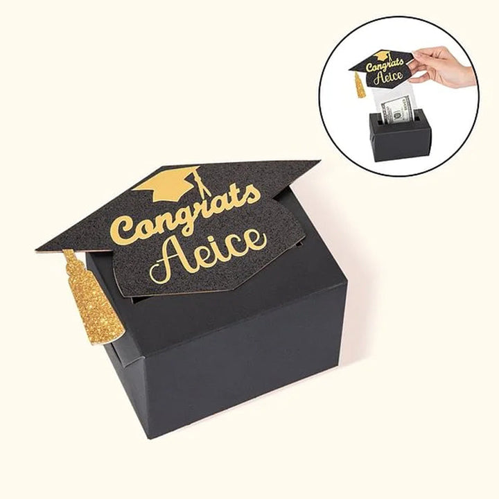 Personalized Glitter Graduation Cap Pull Out Money Gift Box Money Holder