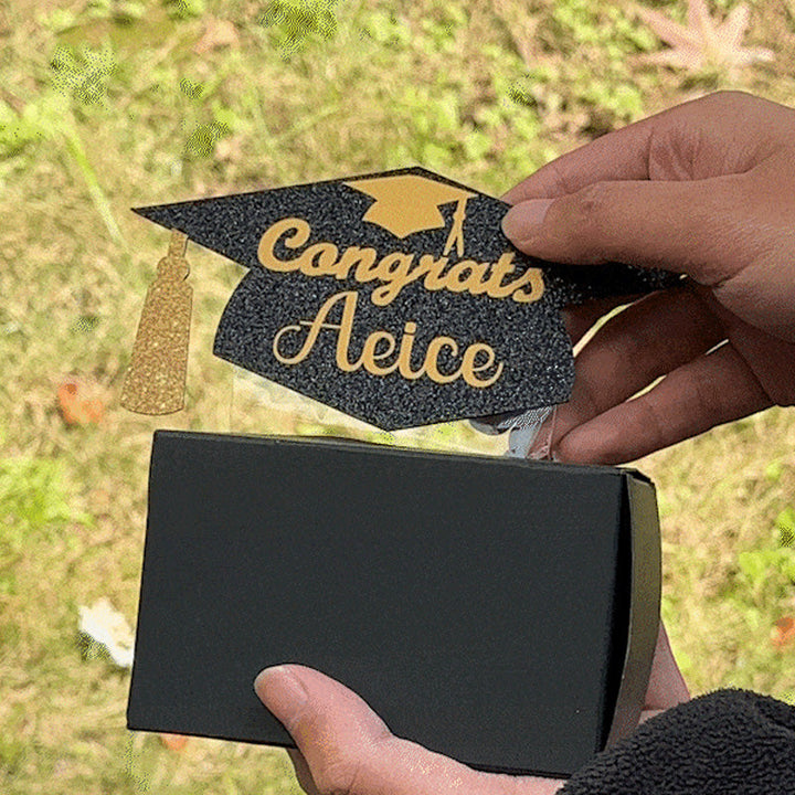 Personalized Glitter Graduation Cap Pull Out Money Gift Box Money Holder