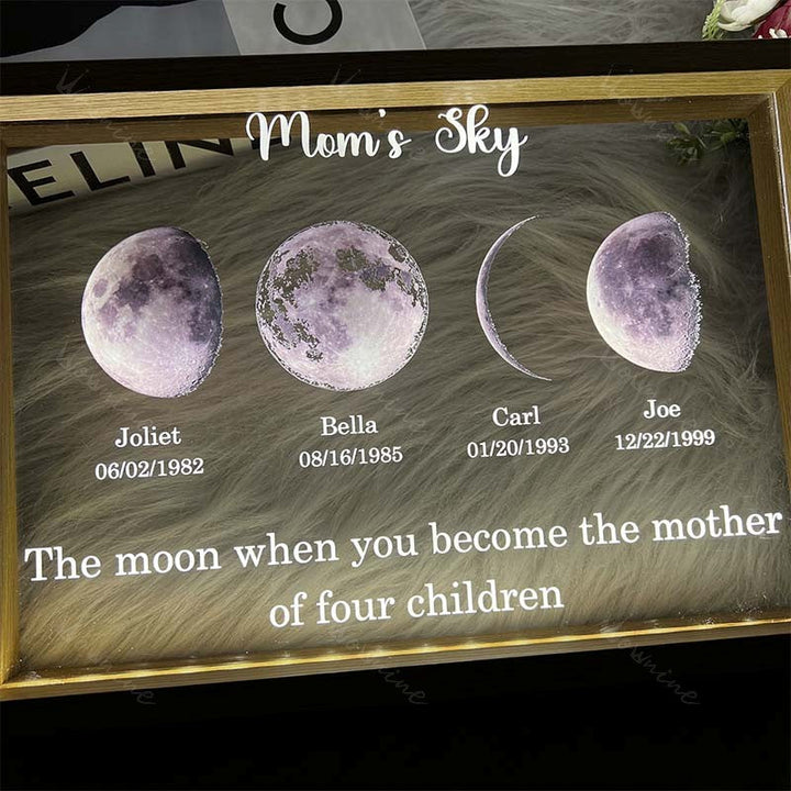Mom's Universe - Led light frame with text and date
