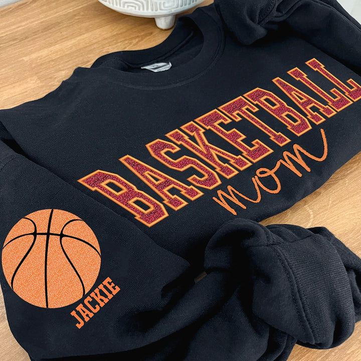 Personalized Glitter Embroidered Volleyball Mom Sweatshirt