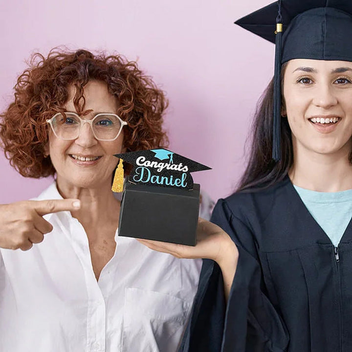 Personalized Glitter Graduation Cap Pull Out Money Gift Box Money Holder