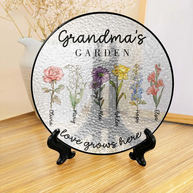 Custom Family Birth Flowers Glass Suncatcher