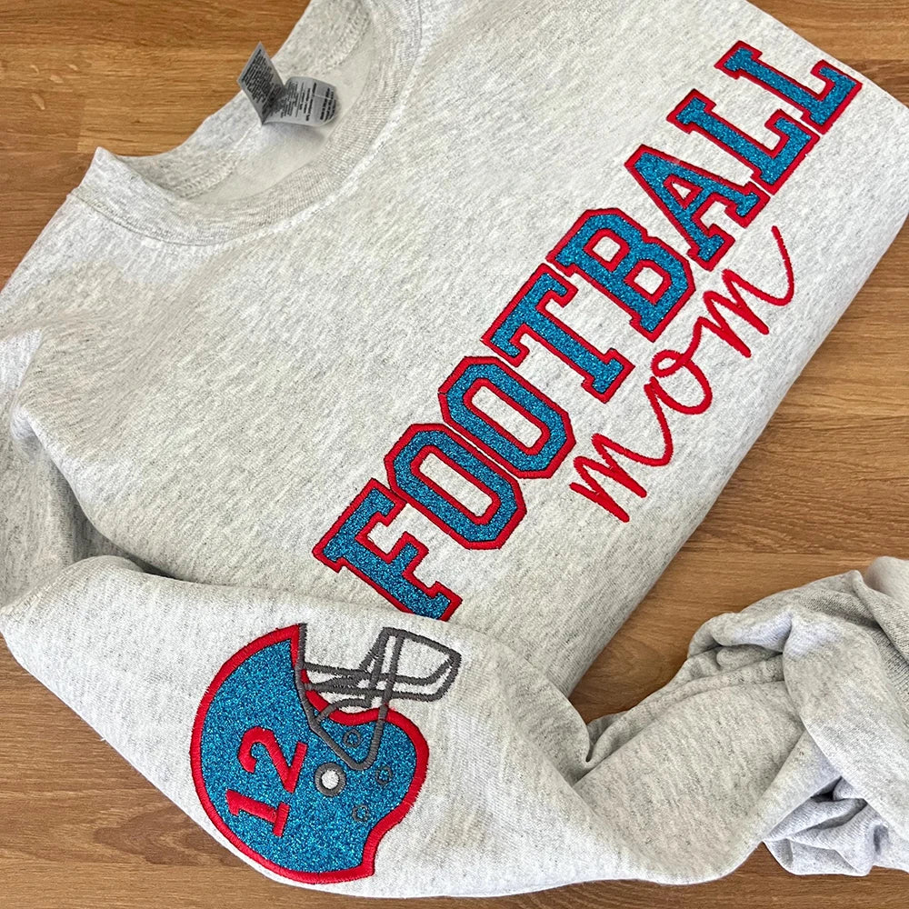 Personalized Glitter Embroidered Volleyball Mom Sweatshirt