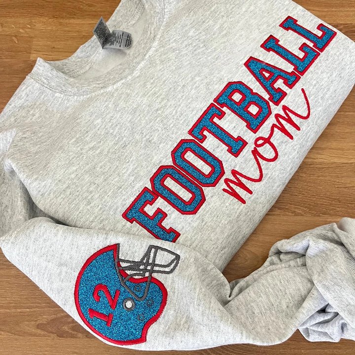 Personalized Glitter Embroidered Volleyball Mom Sweatshirt