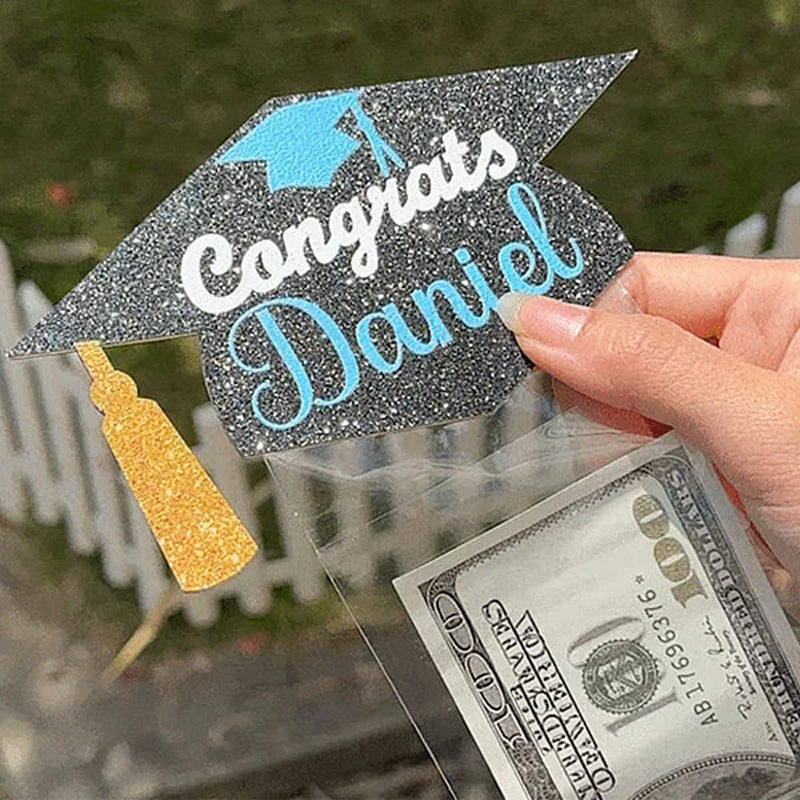 Personalized Glitter Graduation Cap Pull Out Money Gift Box Money Holder