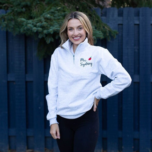Personalized Teacher Quarter Zip Sweatshirt