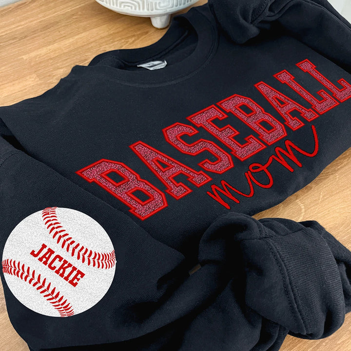 Personalized Glitter Embroidered Volleyball Mom Sweatshirt