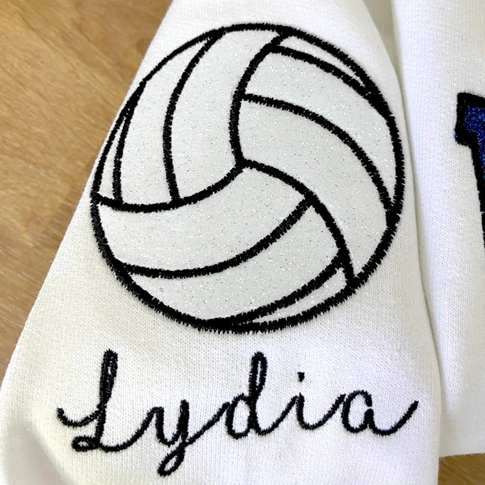 Personalized Glitter Embroidered Volleyball Mom Sweatshirt