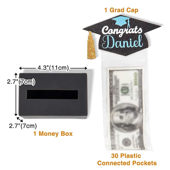 Personalized Glitter Graduation Cap Pull Out Money Gift Box Money Holder