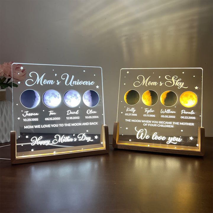 Personalized Real Moon Phase LED Light Painting-Mom's Sky