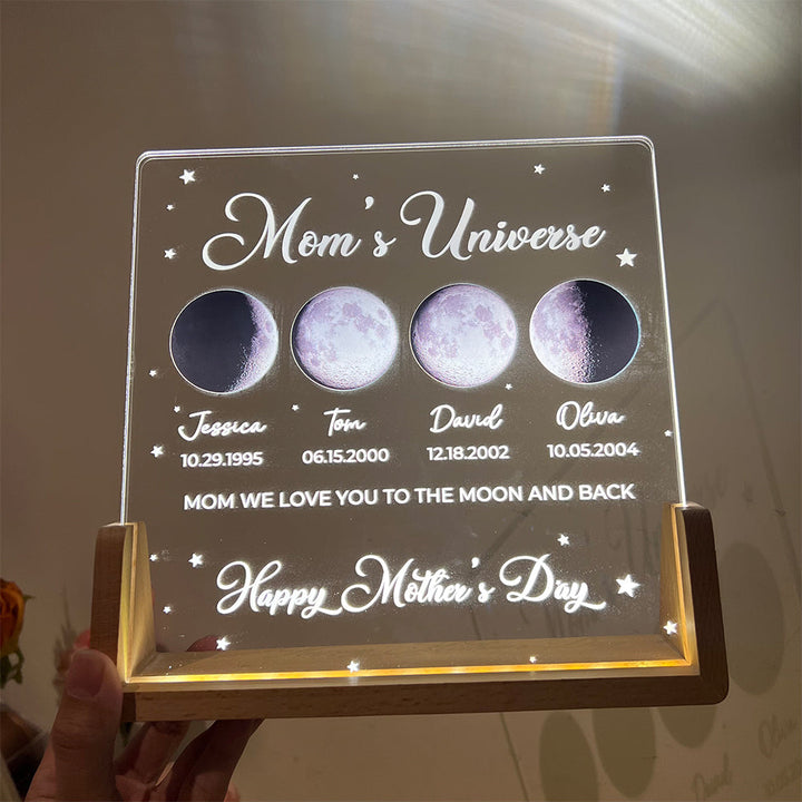 Personalized Real Moon Phase LED Light Painting-Mom's Sky