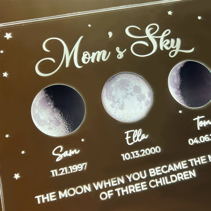 Personalized Real Moon Phase LED Light Painting-Mom's Sky